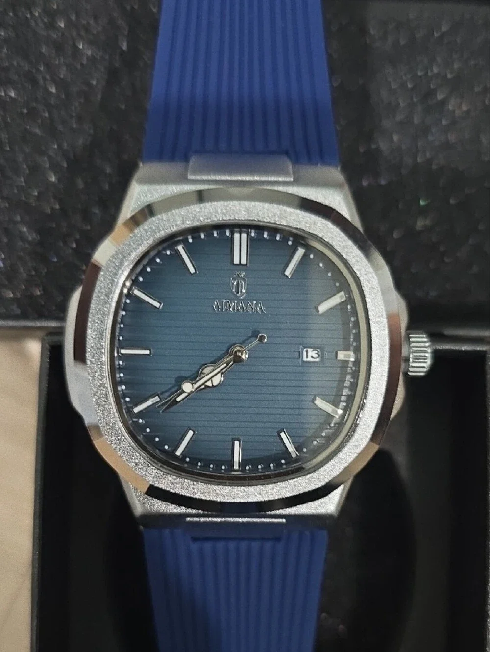 Men's Blue Silicone Strap Watch